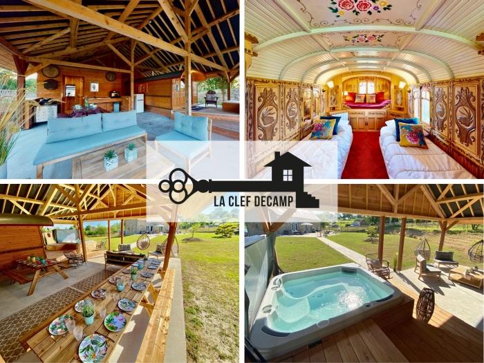 Roulotte 4 pers : jacuzzi, terrain multisport